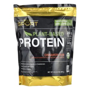 California Gold Nutrition Sport Proteína à Base de Plantas com Concentrado de Proteína de Arroz Integral Orgânico Linhaça Semente de Chia Pão de Canela 907 g (2 lb)
