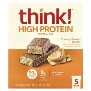 Think ! Barras com Alto Teor de Proteína Creamy Peanut Butter 5 Barras 60 g (21 oz) Cada