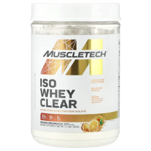 MuscleTech ISO Whey Clear Isolado de Proteína Ultrapura Dreamsicle de Laranja 505 g (111 lb)