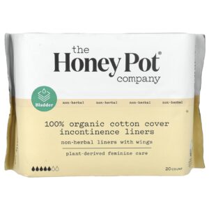 The Honey Pot Company Forros de Algodão Não Herbal com Asas Forros para Incontinência Orgânica Contagem 20