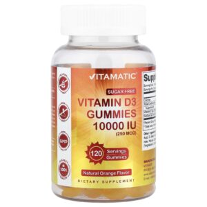 Vitamatic Gomas de Vitamina D3 Sabor Natural de Laranja 250 mcg (10.000 UI) 120 Gomas