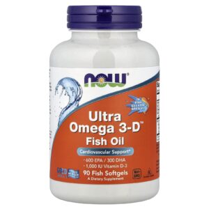 NOW Foods Óleo de Peixe Ultra Ômega 3-D™ 90 Cápsulas Softgel de Peixe