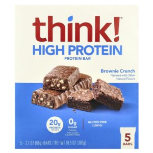 Think ! Barras com Alto Teor de Proteína Brownie Crocante 5 Barras 60 g (21 oz) Cada