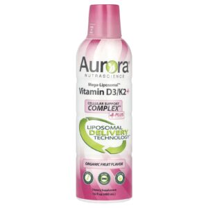 Aurora Nutrascience Mega-Liposomal™ Vitamina D3/K2+ mais Vitamina C Frutas Orgânicas 480 ml (16 fl oz)