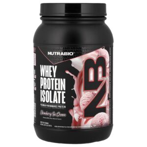 NutraBio Isolado de Proteína Whey Sorvete de Morango 907 g (2 lb)