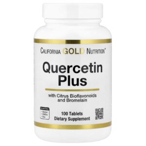 California Gold Nutrition Quercetin Plus com Quercetina Vitamina C Bioflavonoides Cítricos Bromelina Cúrcuma e Vitamina C 100 Comprimidos