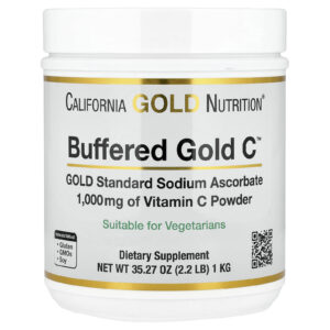 California Gold Nutrition Buffered Gold C™ Vitamina C Não Acídica em Pó Ascorbato de Sódio 1 kg (22 lb)