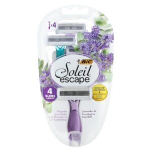 BIC Soleil Escape Aparelhos de Barbear Descartáveis para Mulheres Lavanda e Eucalipto 4 Unidades