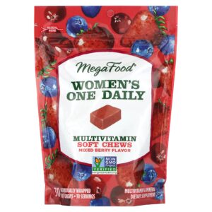MegaFood Multivitamínico Diário para Mulheres Frutos Silvestres Mistos 30 Cápsulas Mastigáveis Embaladas Individualmente