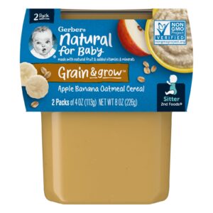 Gerber Natural para Bebês Grain & Grow™ 2nd Foods® Cereal de Maçã Banana e Aveia Pacote com 2 Unidades 113 g (4 oz) Cada