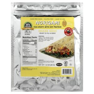 Norigami Wraps de Ovo com Proteína de Soja Sementes de Gergelim 10 Wraps Finos 40 g (14 oz)