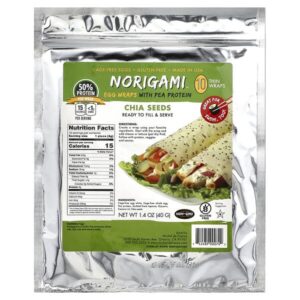 Norigami Wraps de Ovo com Proteína de Ervilha Sementes de Chia 10 Wraps Finos 40 g (14 oz)