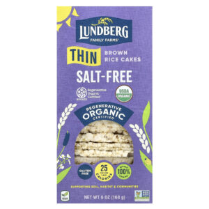 Lundberg Empilhadeiras Finas Orgânicas Bolos de Grãos Estufados Arroz Integral Sem Sal 24 Bolos de Arroz 168 g (6 oz)