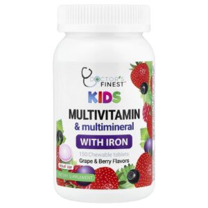 Doctors Finest Multivitamínico e Multimineral com Ferro para Crianças Uva e Frutos Silvestres 150 Comprimidos Mastigáveis