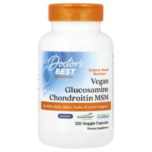 Doctors Best Glicosamina Vegana e Condroitina MSM 120 Cápsulas Vegetais