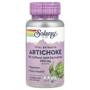 Solaray Alcachofra 600 mg 60 Cápsulas Vegetais (300 mg por Cápsula)