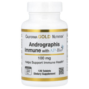 California Gold Nutrition Andrographis Immune com AP-Bio Extrato de Andrographis com Vitamina C e Zinco 100 mg 120 Comprimidos