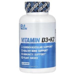 EVLution Nutrition Vitamina D3 + K2 60 Cápsulas Vegetais