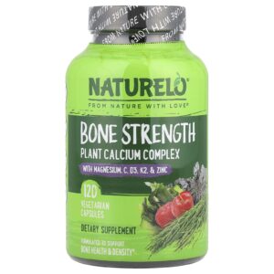 NATURELO Bone Strength Complexo de Cálcio à Base de Plantas 120 Cápsulas Vegetarianas
