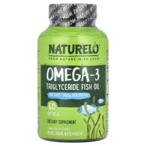 NATURELO Ômega-3 Triglicerídeos Óleo de Peixe 1.100 mg 60 Cápsulas Softgel