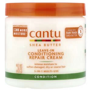 Cantu Manteiga de Karité Creme Reparador Condicionador Leave-In Para Cabelos com Cachos e Ondas 453 g (16 oz)