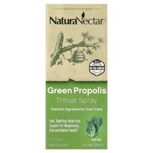 NaturaNectar Spray de Própolis Verde para Garganta A Partir de 2 Anos Menta Refrescante 30 ml (1 fl oz)