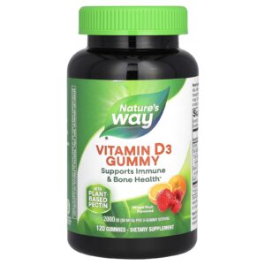 Natures Way Gomas de Vitamina D3 Mistura de Frutas 120 Gomas (25 mcg (1.000 UI) por Goma)