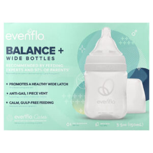 Evenflo Feeding Balance+ Frascos Largo A partir de 0 Meses Fluxo Lento 3 Frascos 150 ml (5 oz) Cada