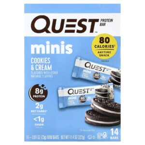 Quest Nutrition Minis Barra de Proteína Cookies e Creme 14 Barras 23 g (081 oz) Cada