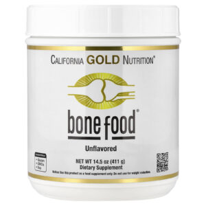 California Gold Nutrition Bone Food com Peptídeos de Colágeno Ácido Hialurônico mais Vitaminas e Minerais Sem Sabor 411 g (145 oz)