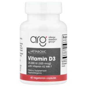 Metabolic Maintenance Vitamina D3 com Vitamina K2 MK-7 60 Cápsulas Vegetarianas