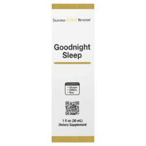 California Gold Nutrition Goodnight Sleep com Semente de Aveia Leitosa Fresca Erva-de-São-João Escutelária e Ervas de Passiflora 30 ml (1 fl oz)