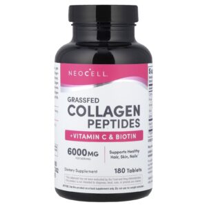 NeoCell Peptídeos de Colágeno de Gado Criado no Pasto + Vitamina C e Biotina 180 Comprimidos