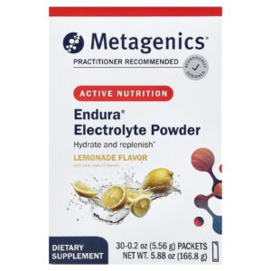 Metagenics Eletrólito em Pó Endura® Limonada 30 Embalagens 556 g (02 oz) Cada