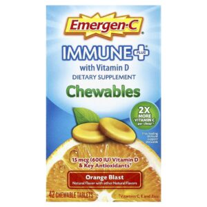 Emergen-C Immune Plus® com Vitamina D Explosão de Laranja 42 Comprimidos Mastigáveis