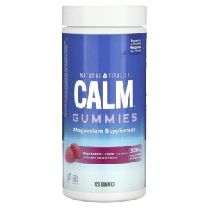 Natural Vitality Gomas CALM Suplemento de Magnésio Framboesa e Limão 120 Gomas (825 mg por Goma)