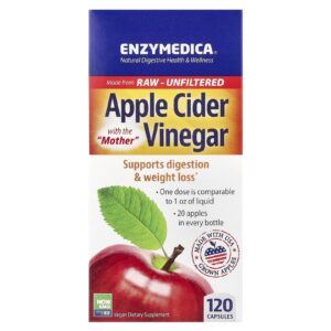 Enzymedica Vinagre de Sidra de Maçã com a Mãe Natureza 120 Cápsulas Vegetais (355 mg por Cápsula)