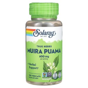 Solaray Muira Puama 600 mg 100 VegCaps (300 mg por Cápsula)