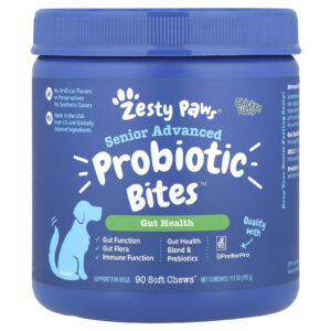 Zesty Paws Senior Advanced Probiotic Bites™ Para Cães Sênior Frango 90 Cápsulas Mastigáveis 315 g (111 oz)
