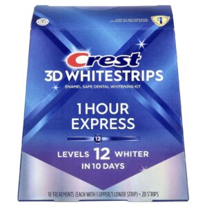 Crest 3D Whitestrips Kit para Clareamento Dental Clareamento Expresso em 1 Hora 20 Tiras