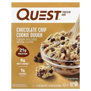 Quest Nutrition Barra de Proteína Massa de Cookie com Lascas de Chocolate 4 Barras 60 g (212 oz) Cada