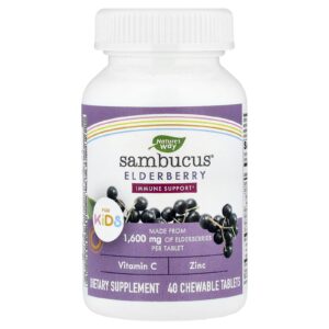 Natures Way Sambucus para Crianças Fruto do Sabugueiro Padronizado 40 Comprimidos Mastigáveis