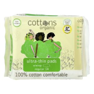 Cottons 100% Algodão Confortável Absorventes Ultrafinos com Abas Regular 14 Absorventes