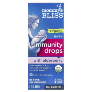 Mommys Bliss Gotas de Imunidade Orgânicas para Bebês com Sabugueiro A partir de 4 Meses de Idade 90 ml (3 fl oz)