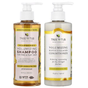 Tree To Tub Sapindus Conjunto de Shampoo e Condicionador Volumizadores Para Cabelos Finos e Lisos Limão-siciliano e Melaleuca Conjunto com 2 Unidades 250 ml (85 fl oz) Cada