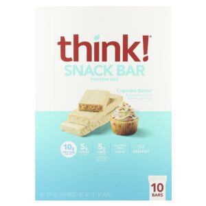 Think ! Barra de Proteína para Lanche Massa de Cupcake 10 Barras 40 g (141 oz) Cada