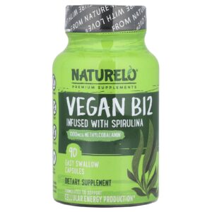 NATURELO Infusão de B12 Vegana com Espirulina 90 Cápsulas Fáceis de Engolir