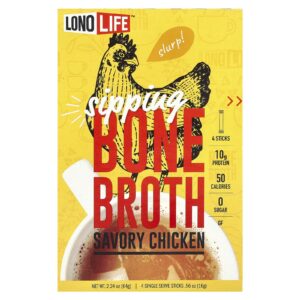 Lonolife Caldo Osso de Frango Paleo 4 Pacotes de Paus 16 g (056 oz) Cada