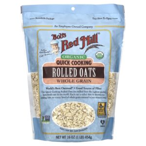 Bobs Red Mill Aveia em Rolos de Cozimento Rápido Orgânico Grãos Integrais 454 g (16 oz)