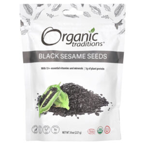 Organic Traditions Sementes de Gergelim Preto 227 g (8 oz)